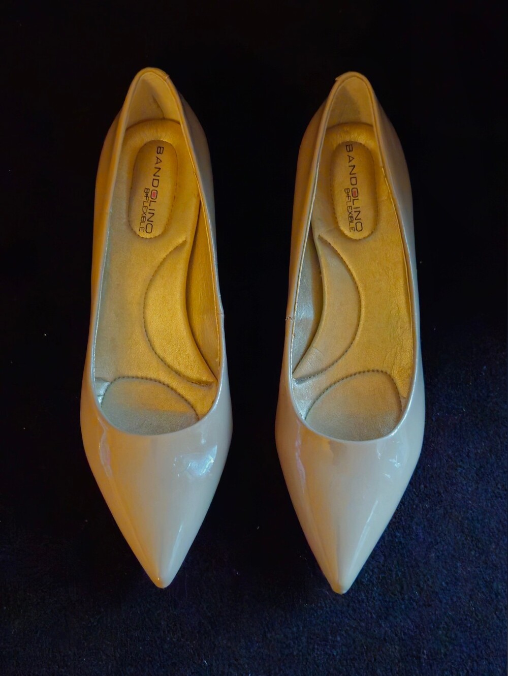 Bandolino Taupe Patent Pointed-Toe Low Heel Pumps - Size 7M